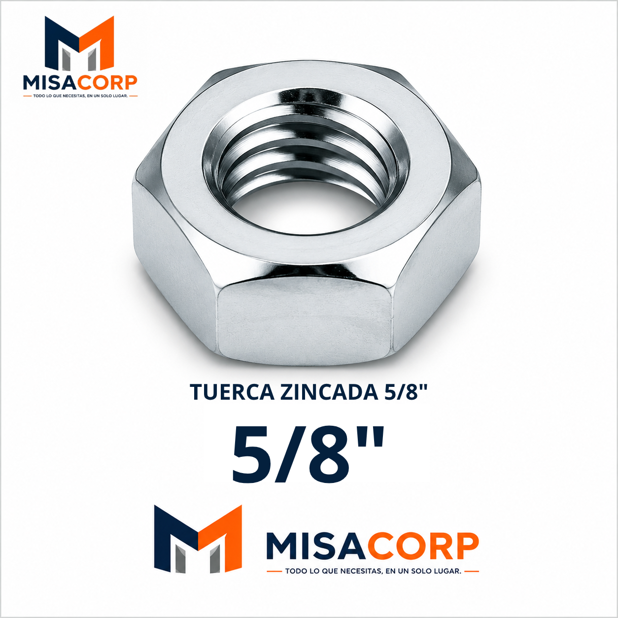 TUERCA HEXAGONAL ZINCADA 5/8" (100UNID)