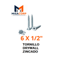 TORNILLO DRYWALL PUNTA FINA ZINCADO 6 X 1/2"