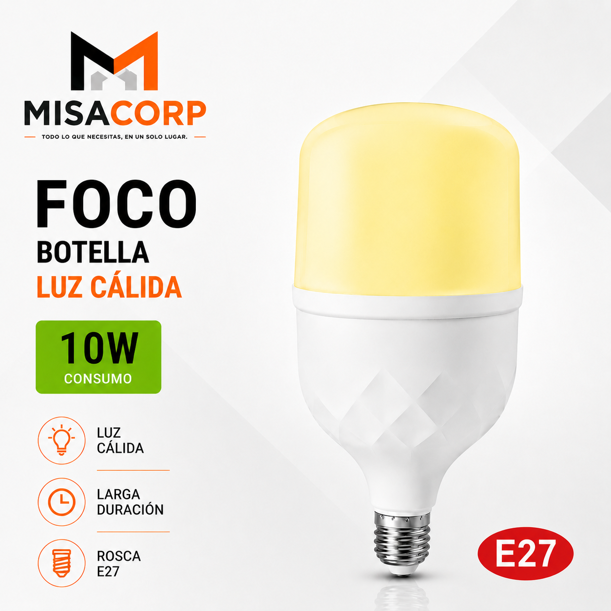 FOCO BOTELLA 10W LUZ CALIDA