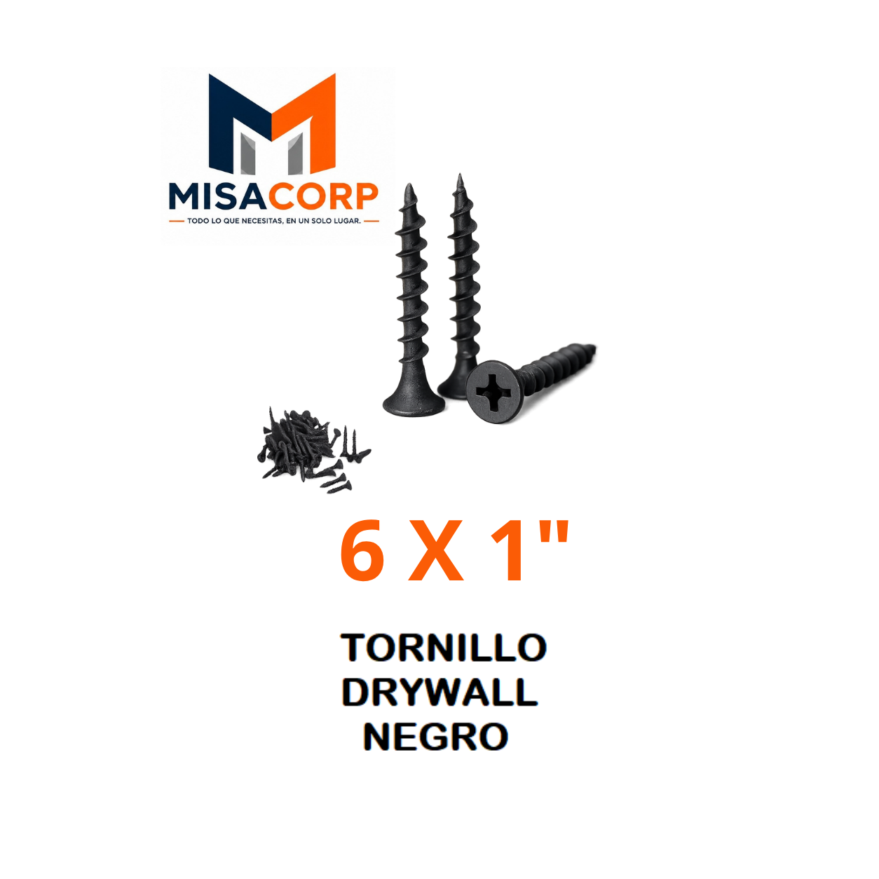 TORNILLO DRYWALL PUNTA FINA NEGRO 6 X 1"