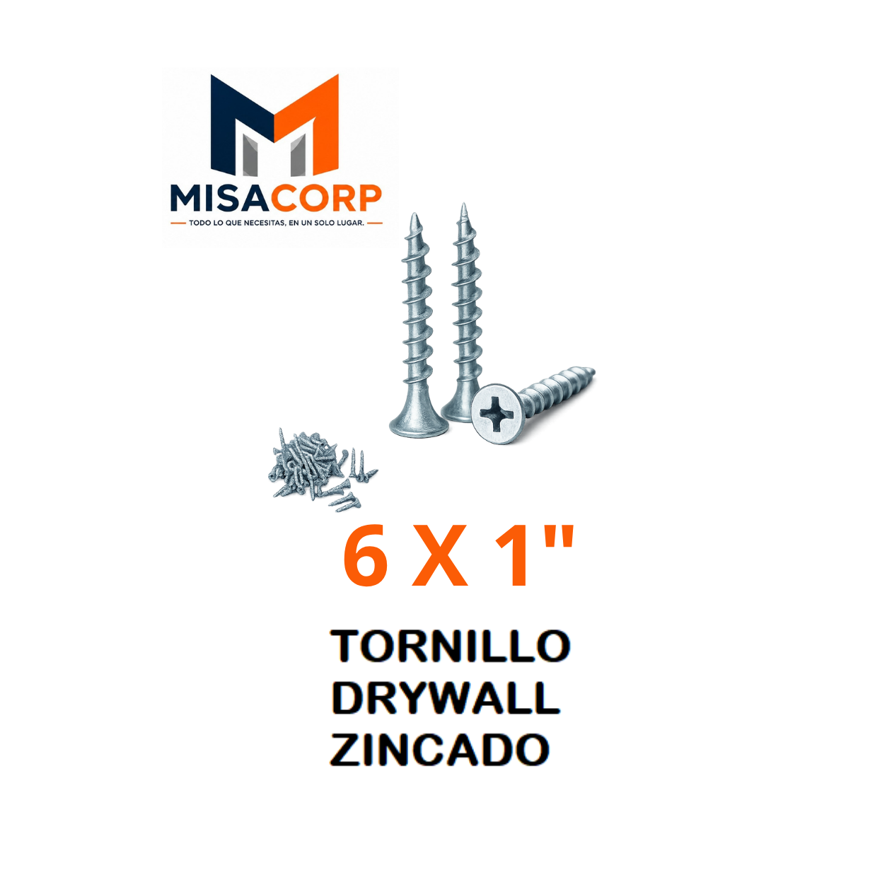 TORNILLO DRYWALL PUNTA FINA ZINCADO 6 X 1"