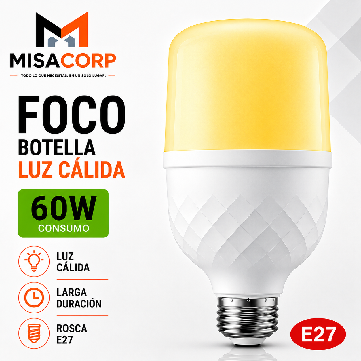 FOCO BOTELLA 60W LUZ CALIDA