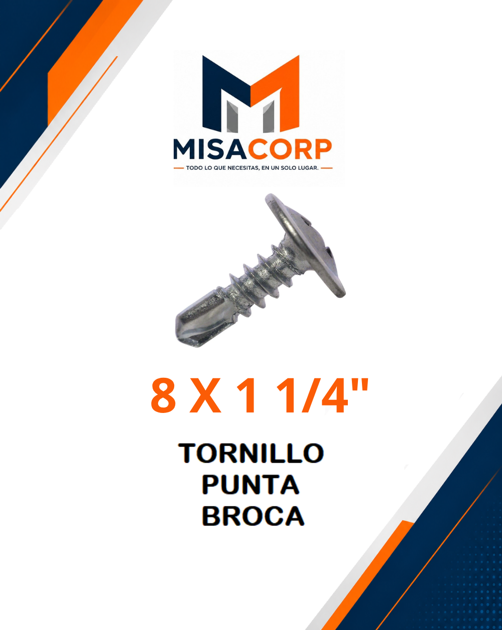 TORNILLO WAFER PUNTA BROCA ZINCADO 8 X 1 1/4" (100 UND)