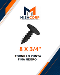 TORNILLO WAFER PUNTA FINA NEGRO 8 X 3/4" (100 UND)