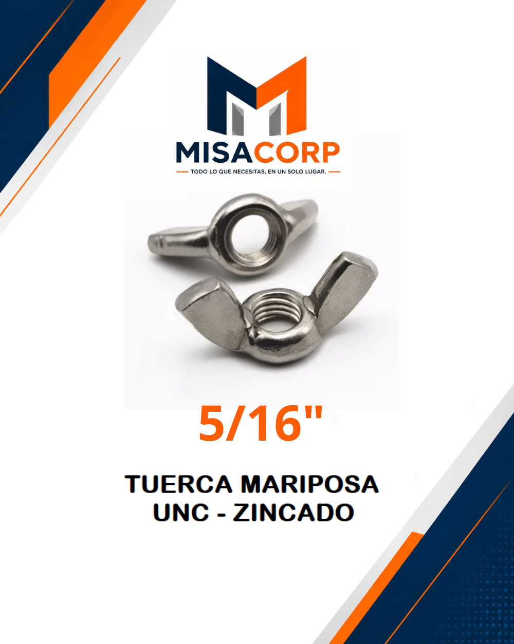 TUERCA MARIPOSA UNC - ZINCADO 5/16" (100 UND)