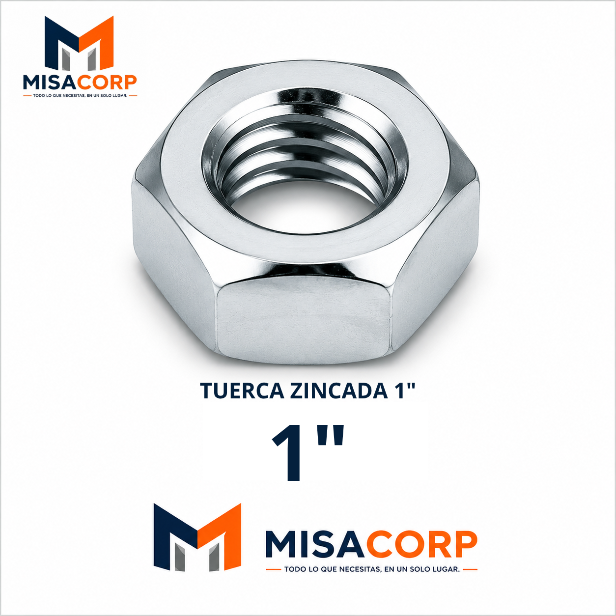 TUERCA HEXAGONAL ZINCADA 1" (100UNID)