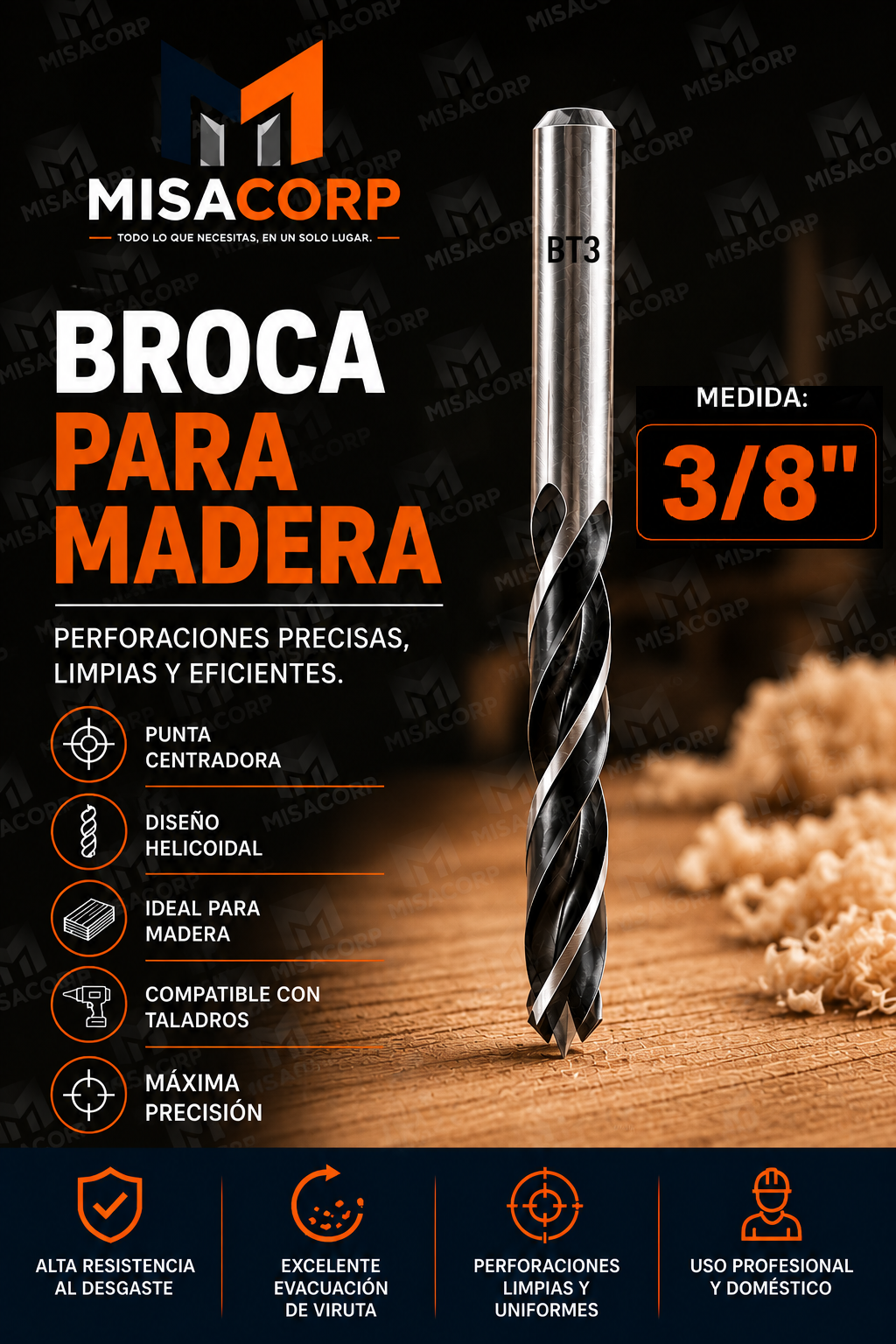 BROCA MADERA 3/8" UNID