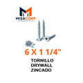 TORNILLO DRYWALL PUNTA FINA ZINCADO 6 X 1 1/4"
