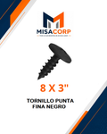 TORNILLO WAFER PUNTA FINA NEGRO 8 X 3" (100 UND)