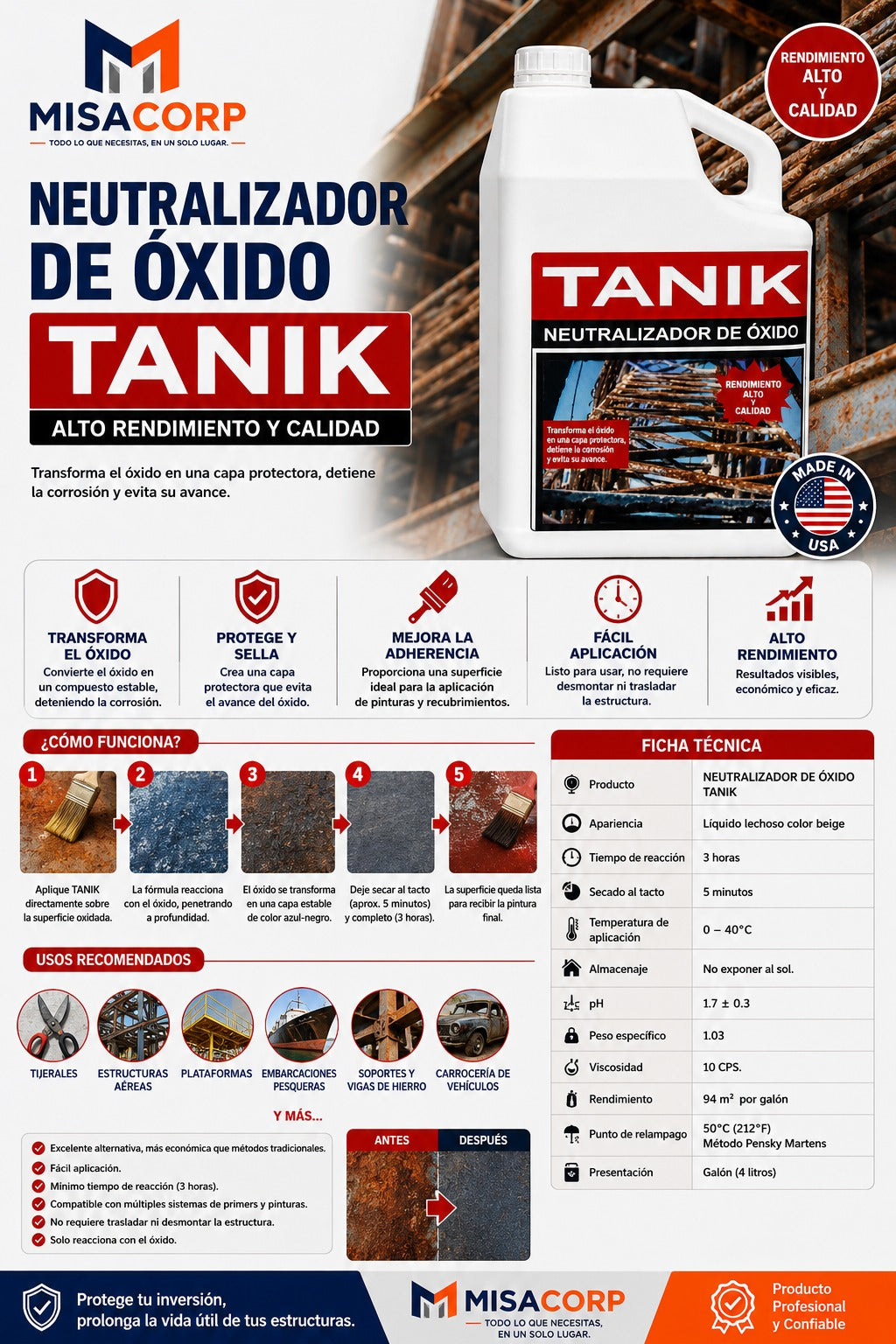NEUTRALIZADOR DE OXIDO "TANIK" GALON