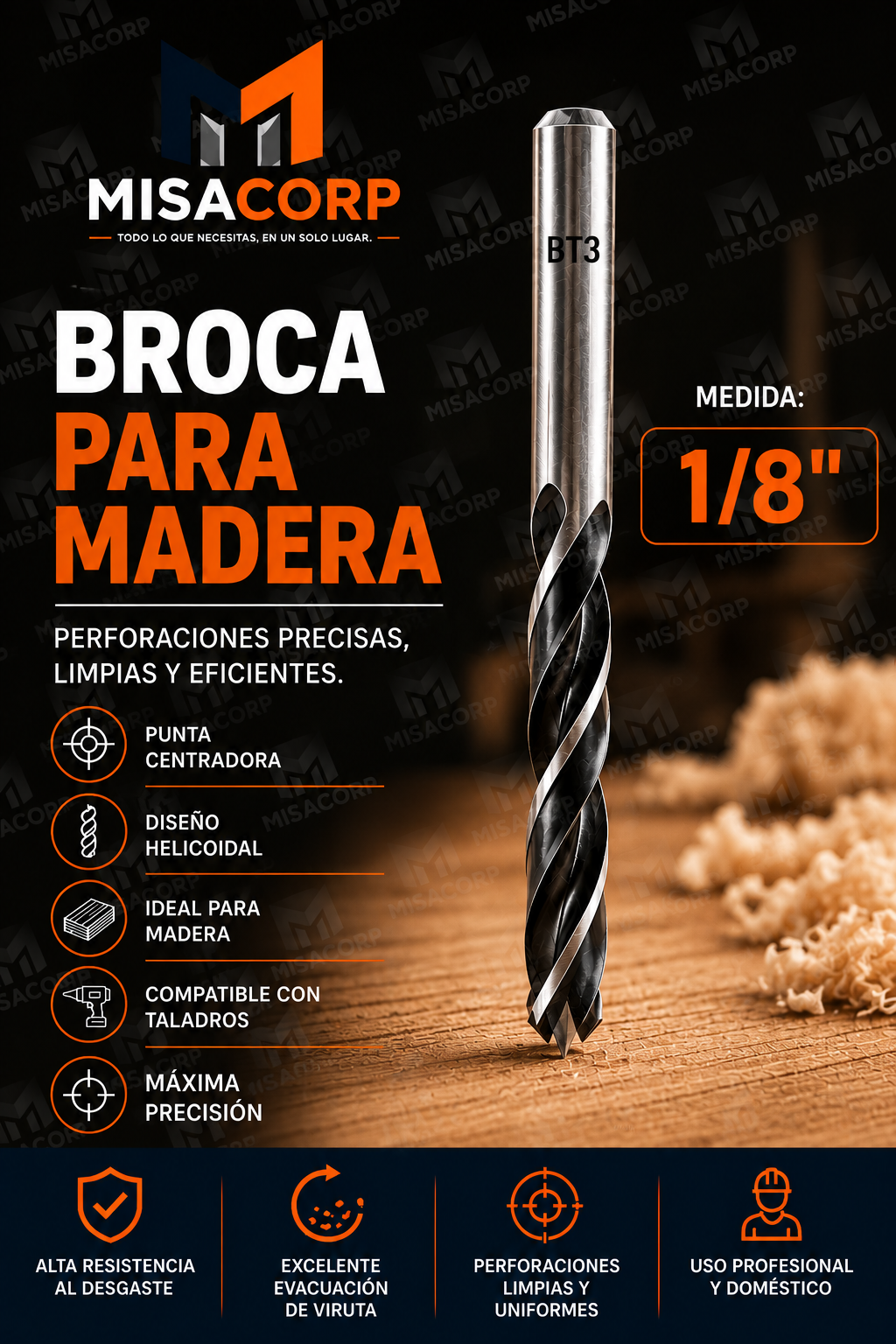 BROCA MADERA 1/8" UNID