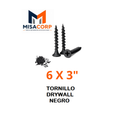 TORNILLO DRYWALL PUNTA FINA NEGRO 6 X 3"