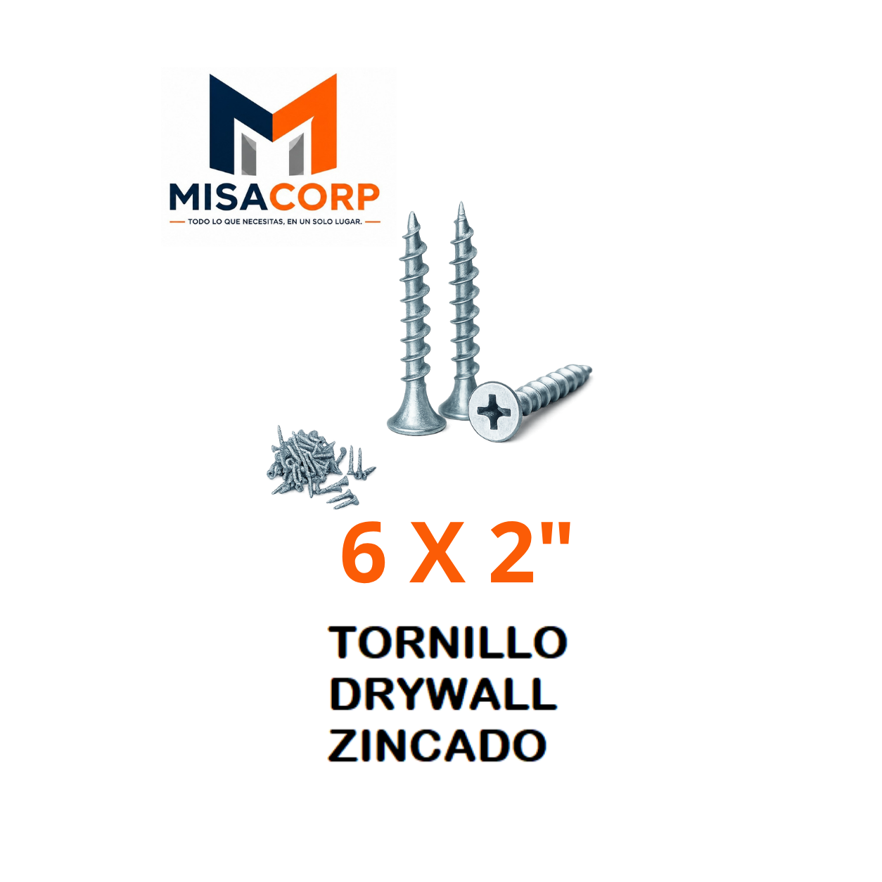 TORNILLO DRYWALL PUNTA FINA ZINCADO 6 X 2"