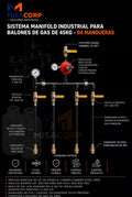 MANIFOLD GAS LP 04 MANGUERAS CON REGULADOR