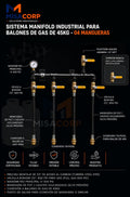 MANIFOLD GAS LP 04 MANGUERAS SIN REGULADOR