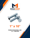 PERNO HEXAGONAL UNC G.2 - ZINCADO 1" x 10" (100 UND)