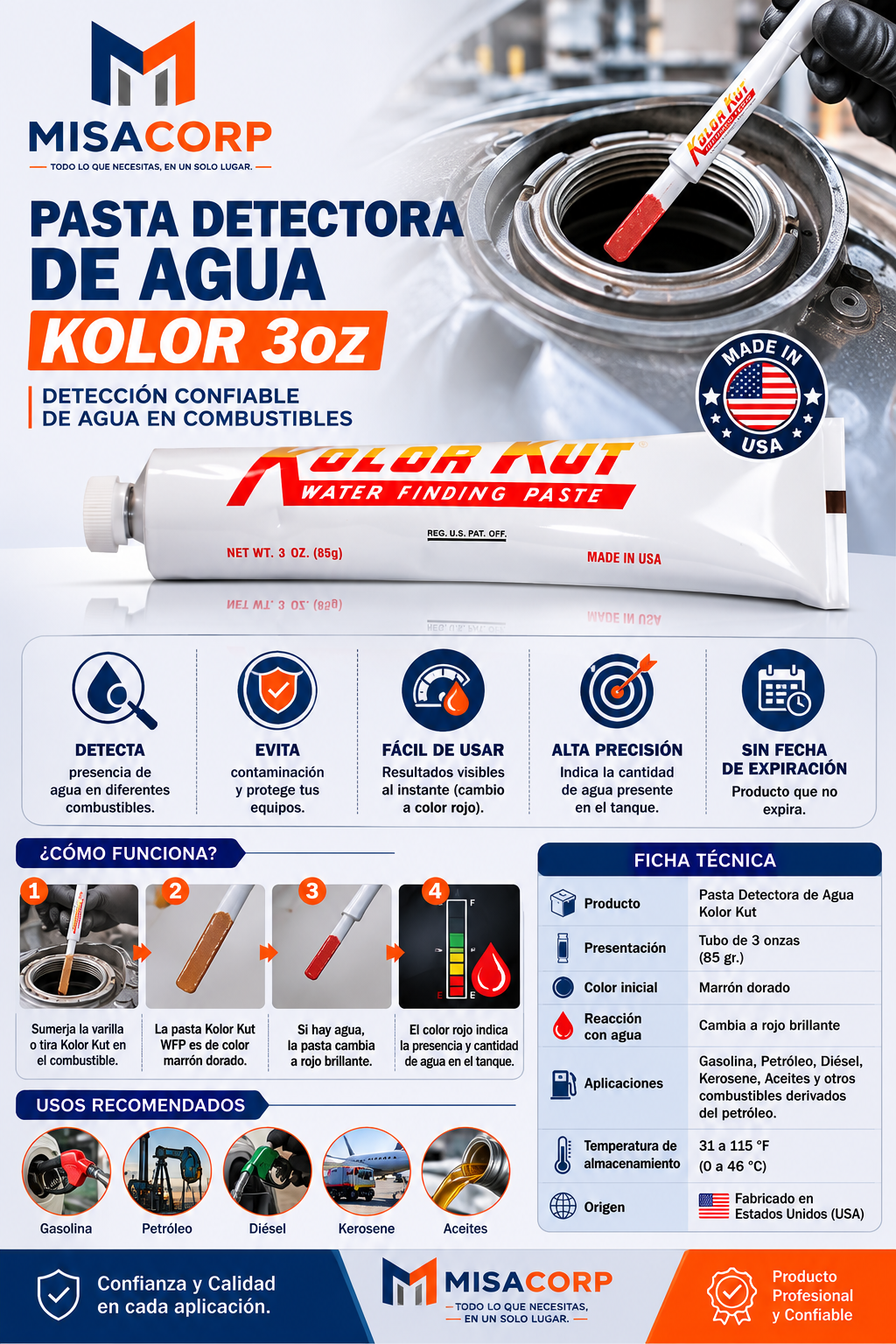 PASTA DETECTORA DE AGUA KOLOR KUT 3OZ