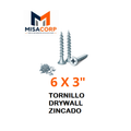 TORNILLO DRYWALL PUNTA FINA ZINCADO 6 X 3"