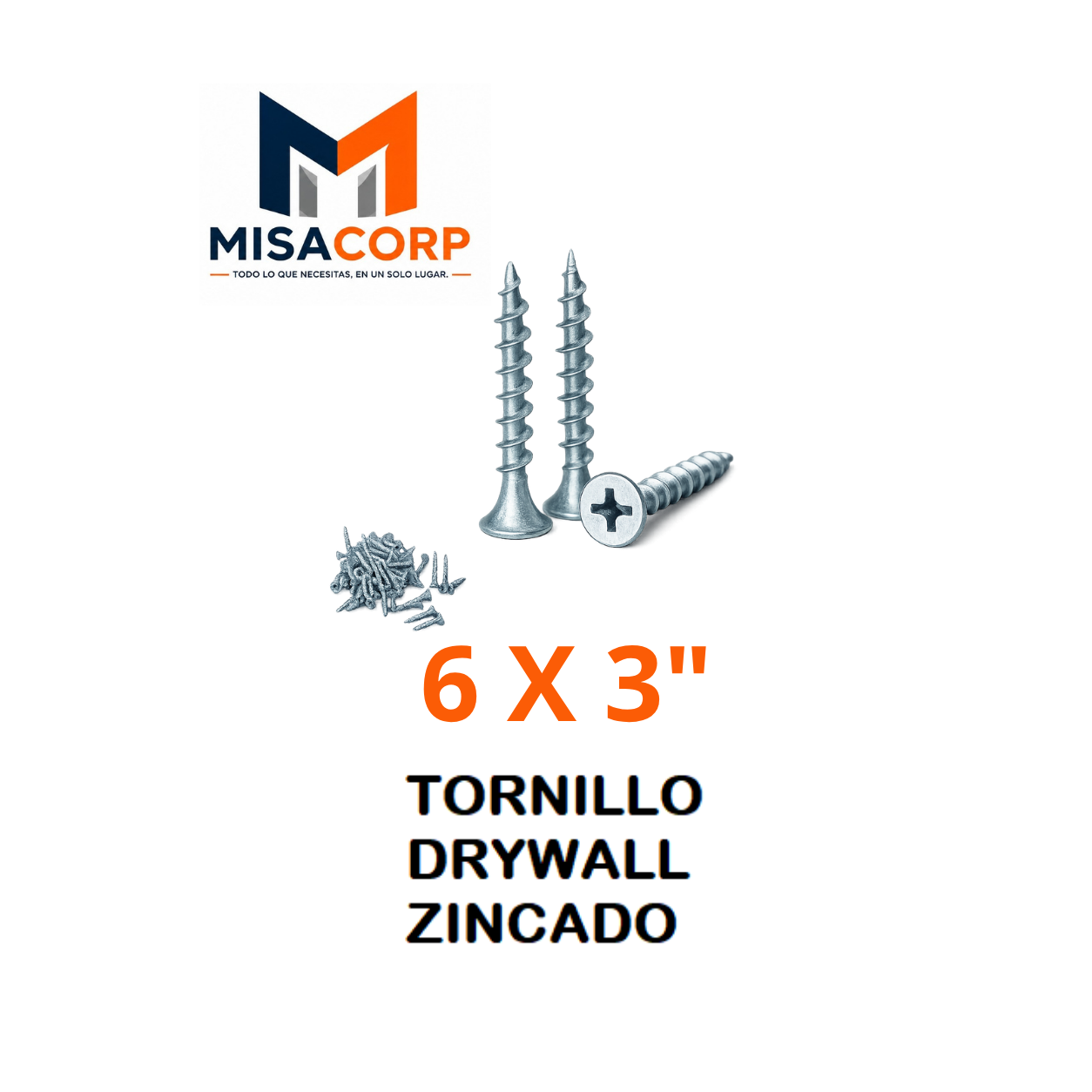 TORNILLO DRYWALL PUNTA FINA ZINCADO 6 X 3"