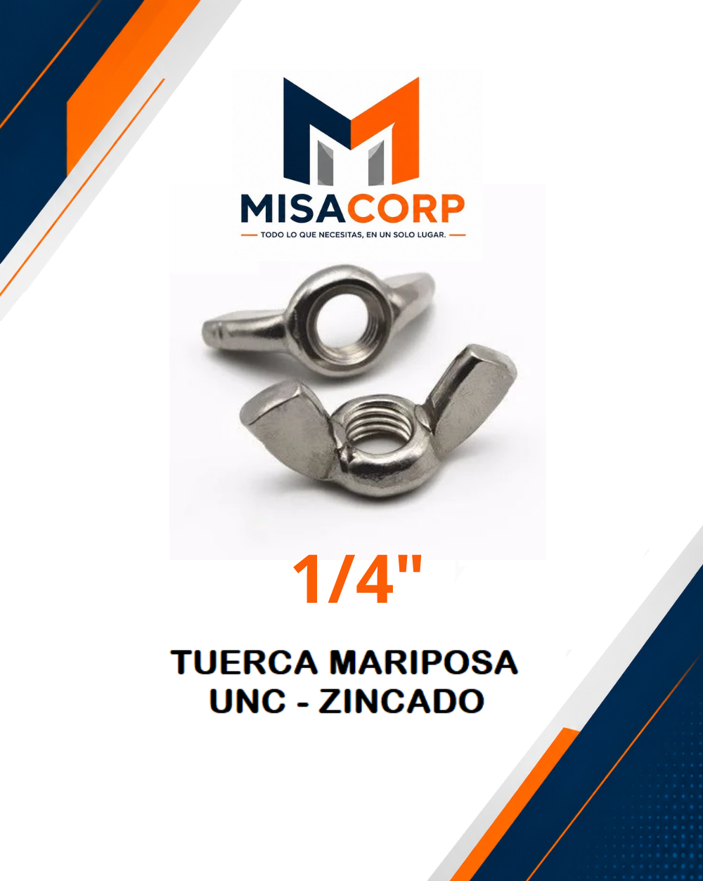 TUERCA MARIPOSA UNC - ZINCADO 1/4" (100 UND)