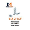 TORNILLO DRYWALL PUNTA FINA ZINCADO 6 X 2 1/2"