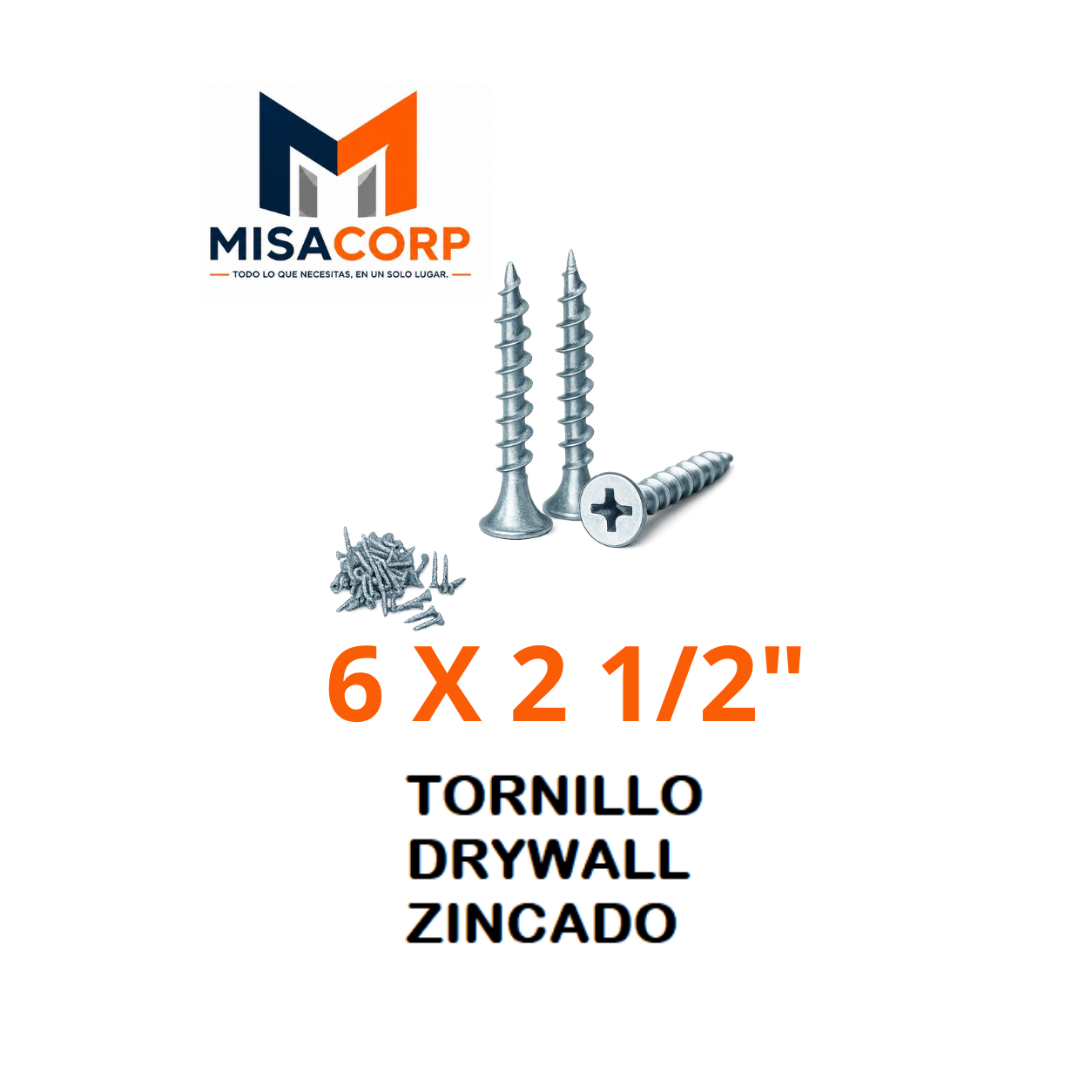 TORNILLO DRYWALL PUNTA FINA ZINCADO 6 X 2 1/2"