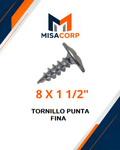 TORNILLO WAFER PUNTA FINA ZINCADO 8 X 1 1/2" (100 UND)