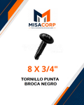 TORNILLO WAFER PUNTA BROCA NEGRO 8 X 3/4" (100 UND)