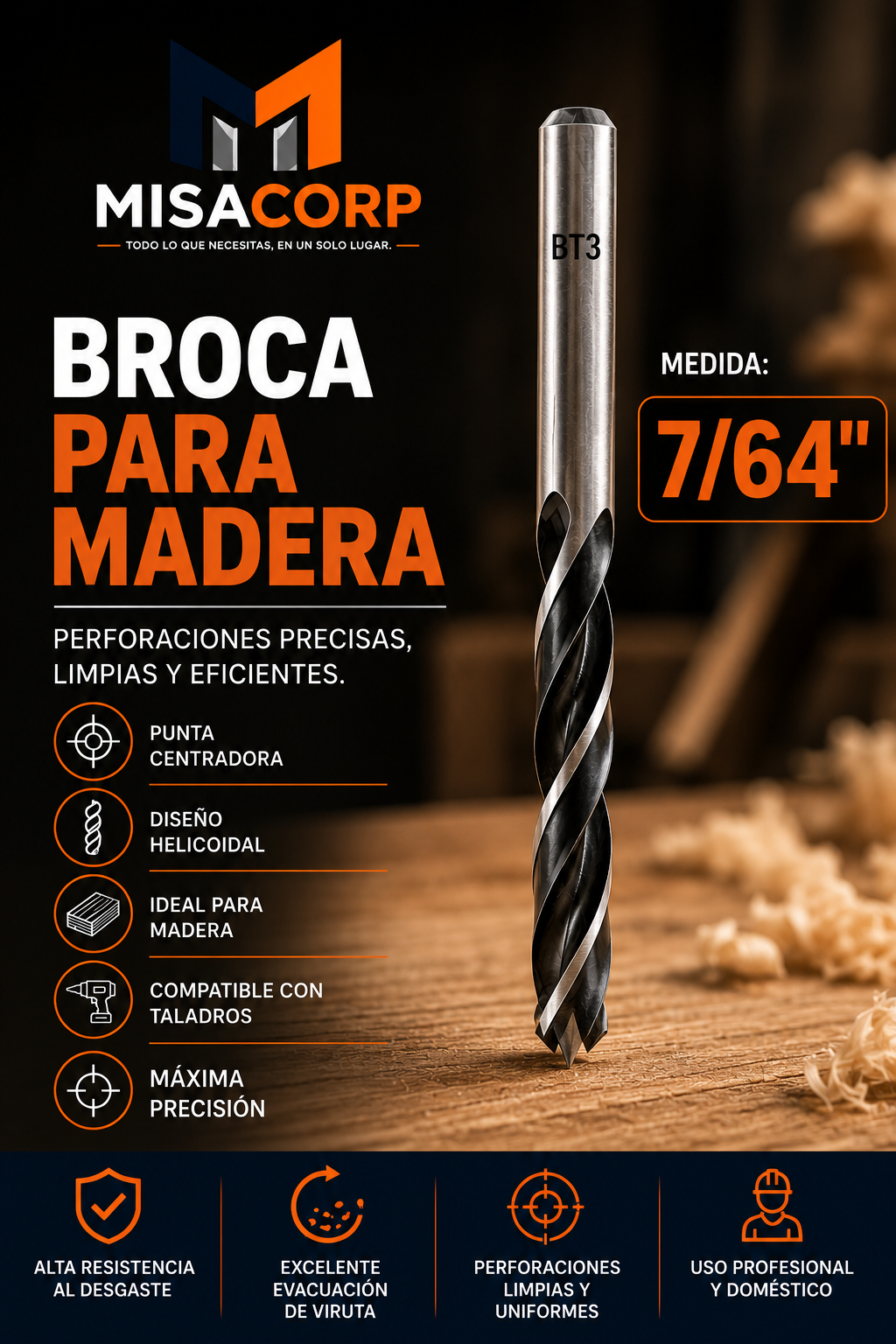 BROCA MADERA 1/2" UNID