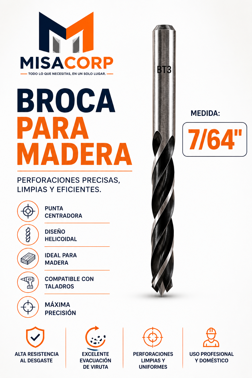 BROCA MADERA 1/2" UNID