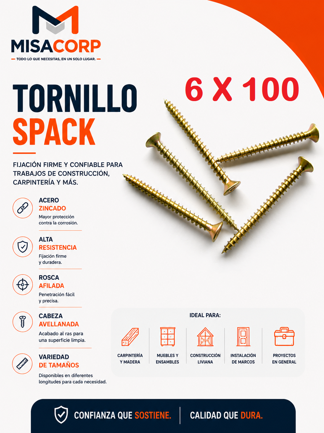 TORNILLOS SPACK 6 X 100