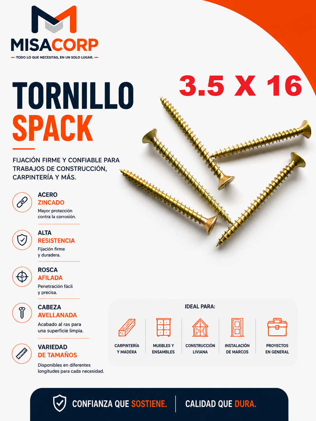 TORNILLOS SPACK 3.5 X 16