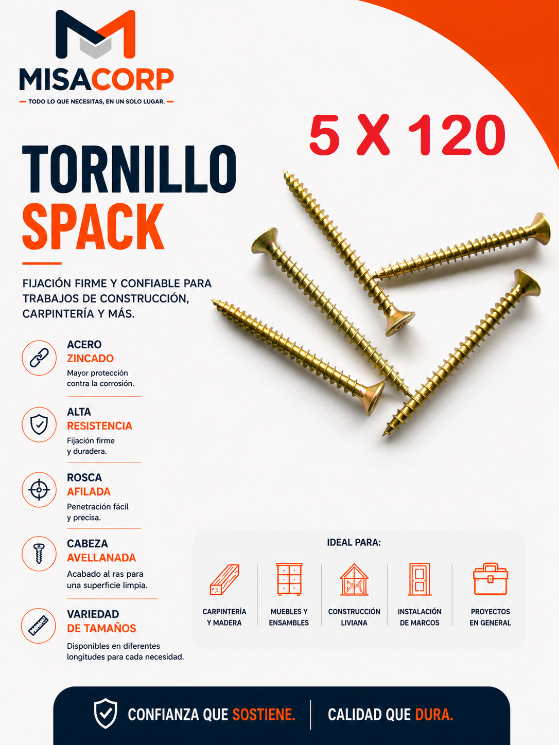 TORNILLOS SPACK 5 X 120