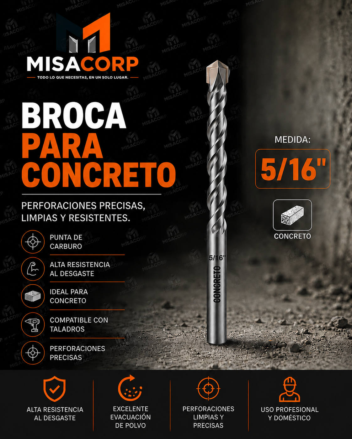 BROCA CONCRETO 5/16" UNID