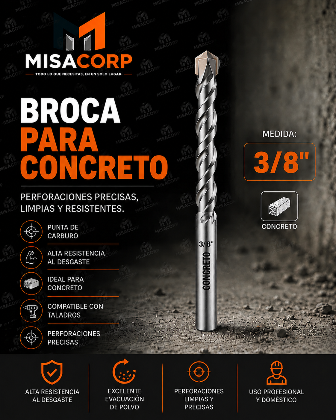 BROCA CONCRETO 3/8" UNID