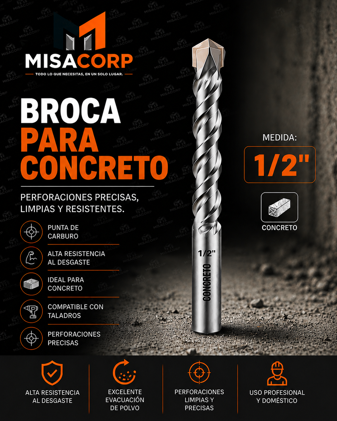 BROCA CONCRETO 1/2" UNID