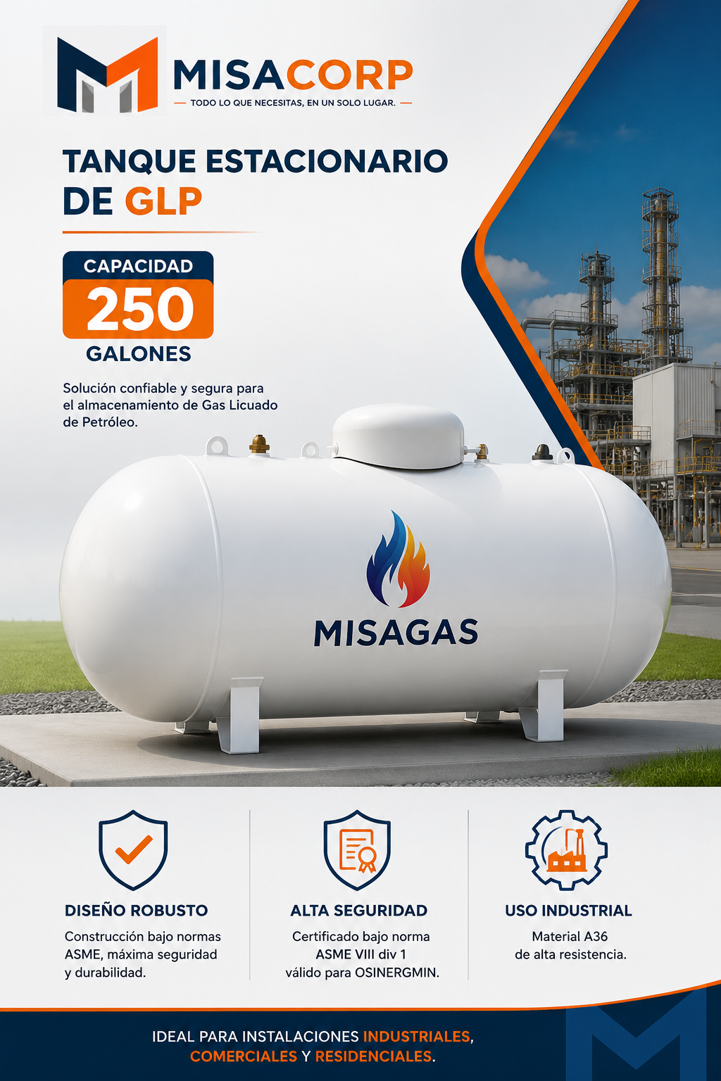 TANQUE ESTACIONARIO GLP 250 GLS