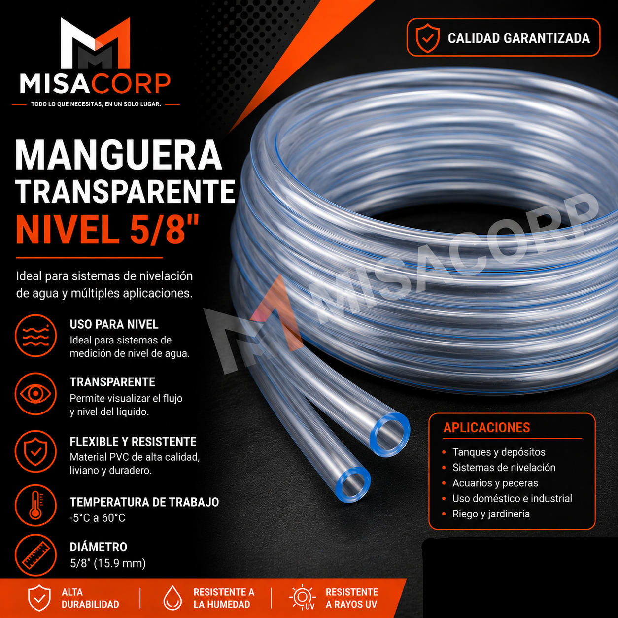 MANGUERA TRANSPARENTE NIVEL 5/8" (METRO)