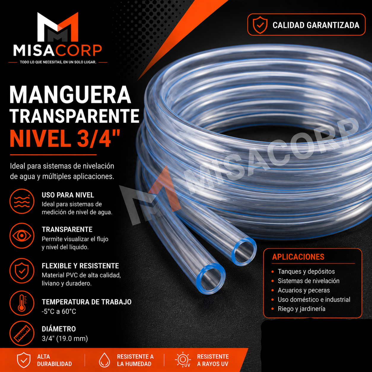 MANGUERA TRANSPARENTE NIVEL 3/4" (METRO)