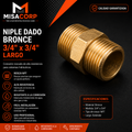 NIPLE DADO PESADO BRONCE DE 3/4" x  3/4" LARGO