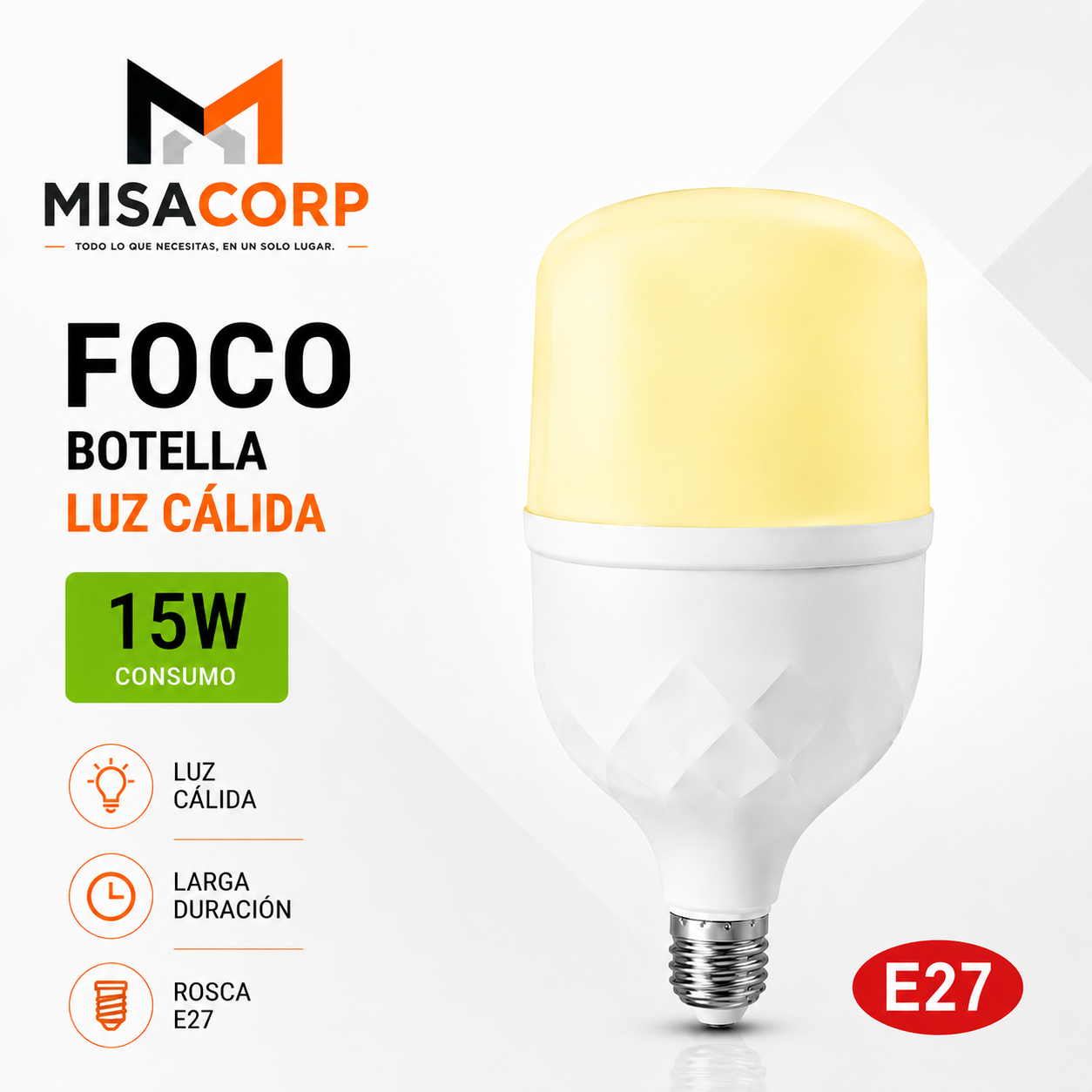 FOCO BOTELLA 15W LUZ CALIDA