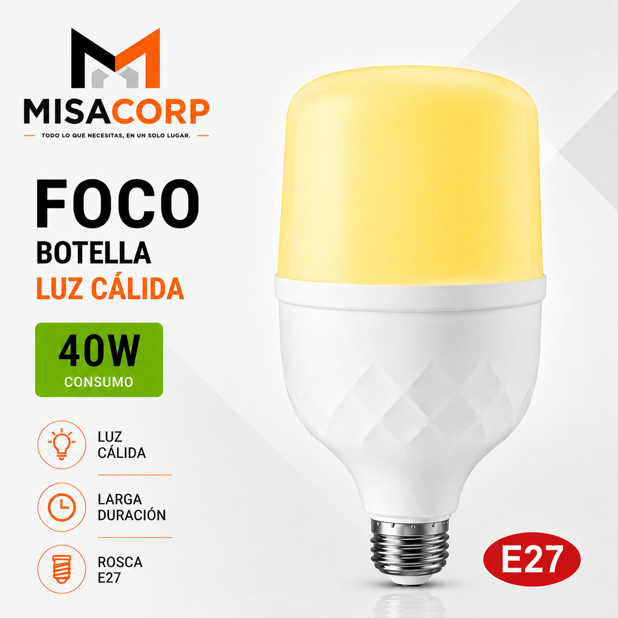 FOCO BOTELLA 40W LUZ CALIDA