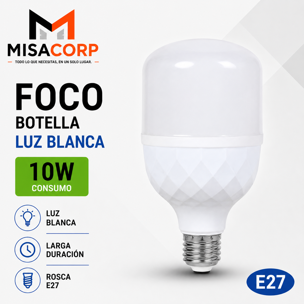 FOCO BOTELLA 10W LUZ BLANCA