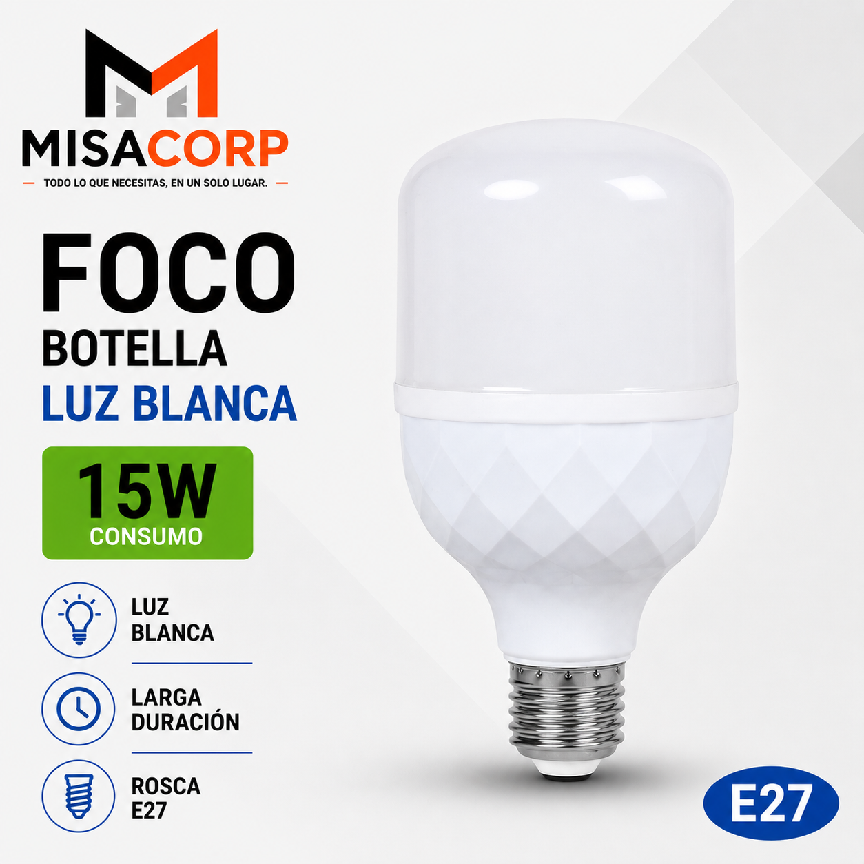 FOCO BOTELLA 15W LUZ BLANCA