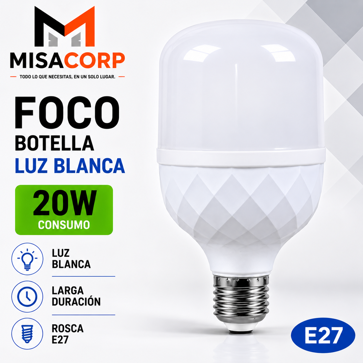 FOCO BOTELLA 20W LUZ BLANCA