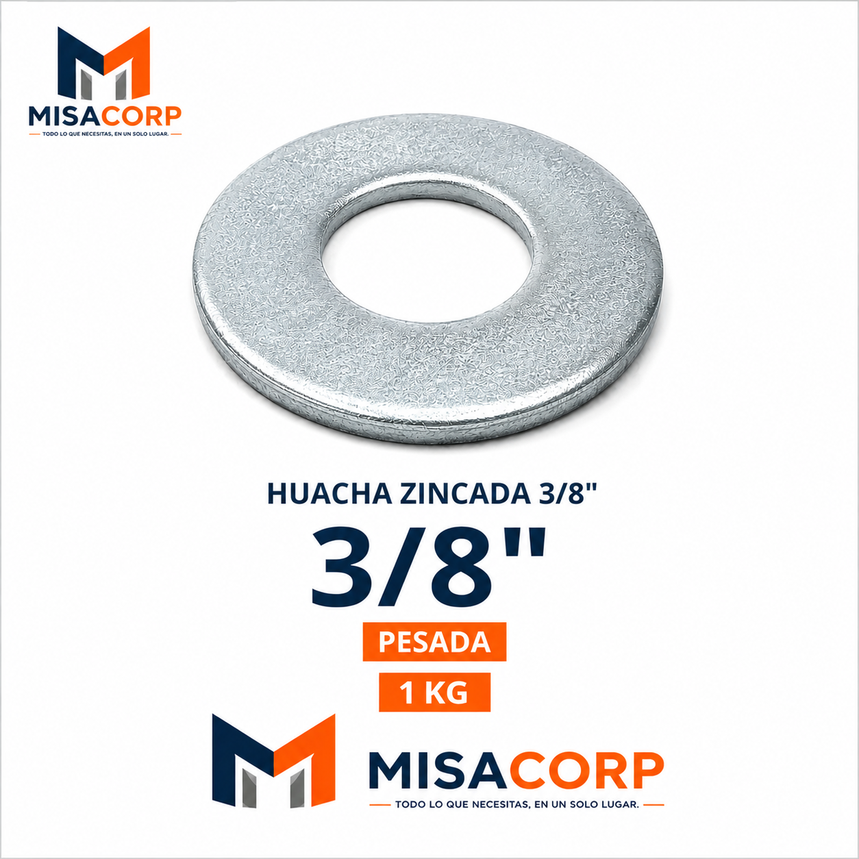 HUACHA ZINCADA PESADA 3/8" 1KG (120UNID APROX)