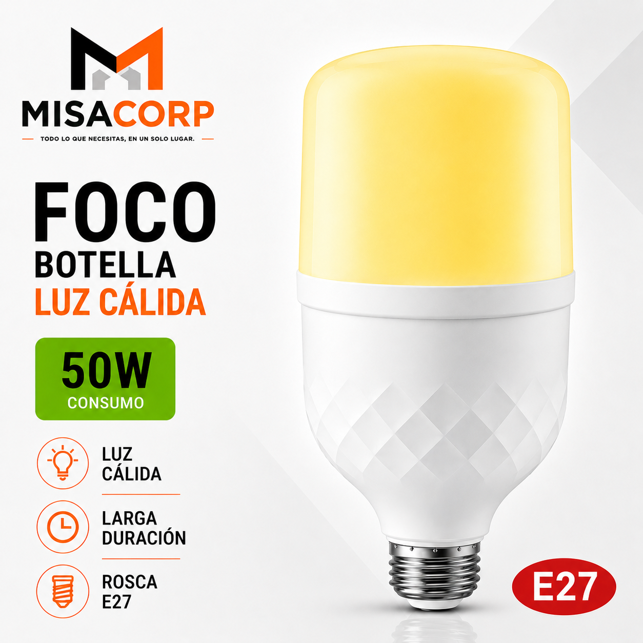 FOCO BOTELLA 50W LUZ CALIDA