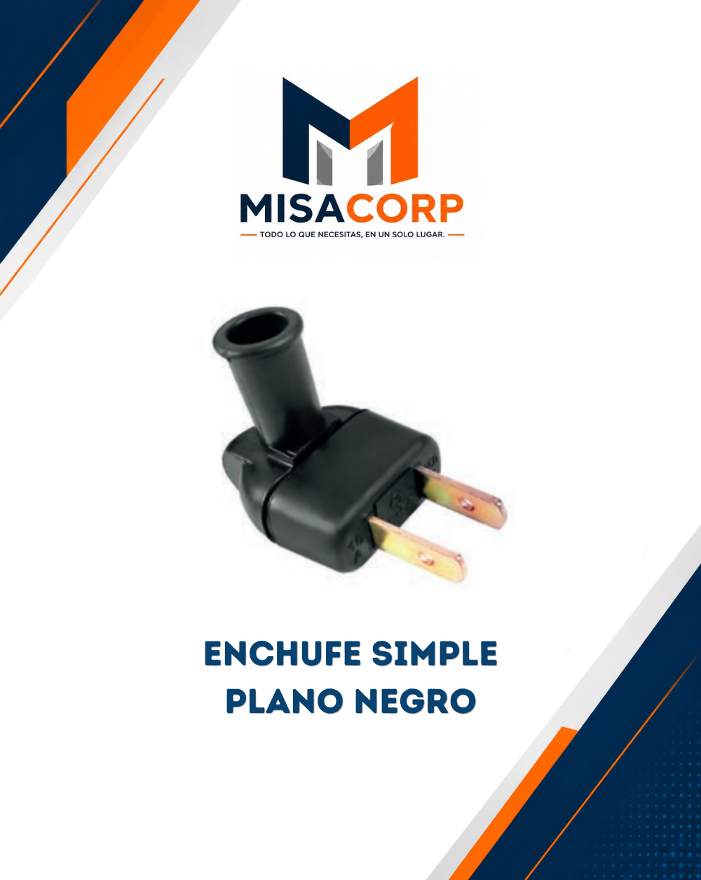 ENCHUFE SIMPLE NEGRO PLANO