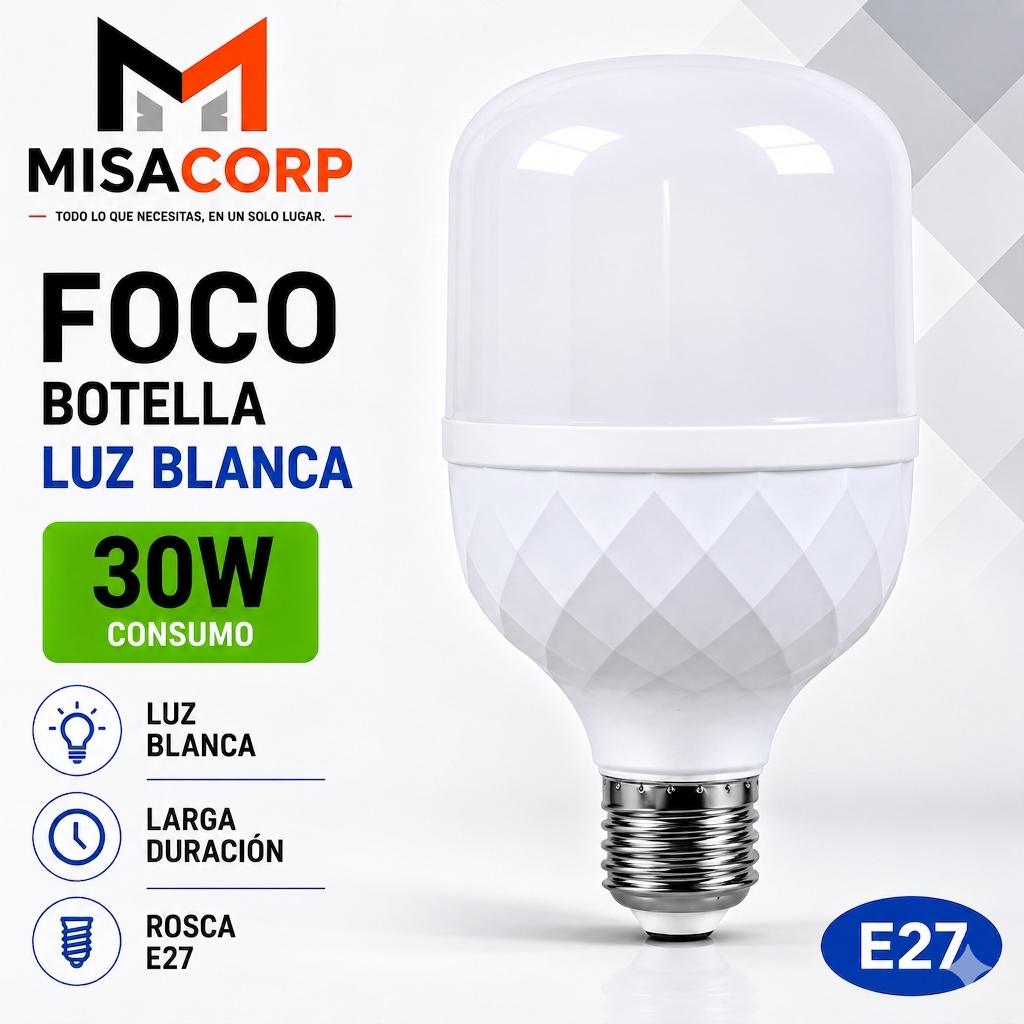 FOCO BOTELLA 30W LUZ BLANCA