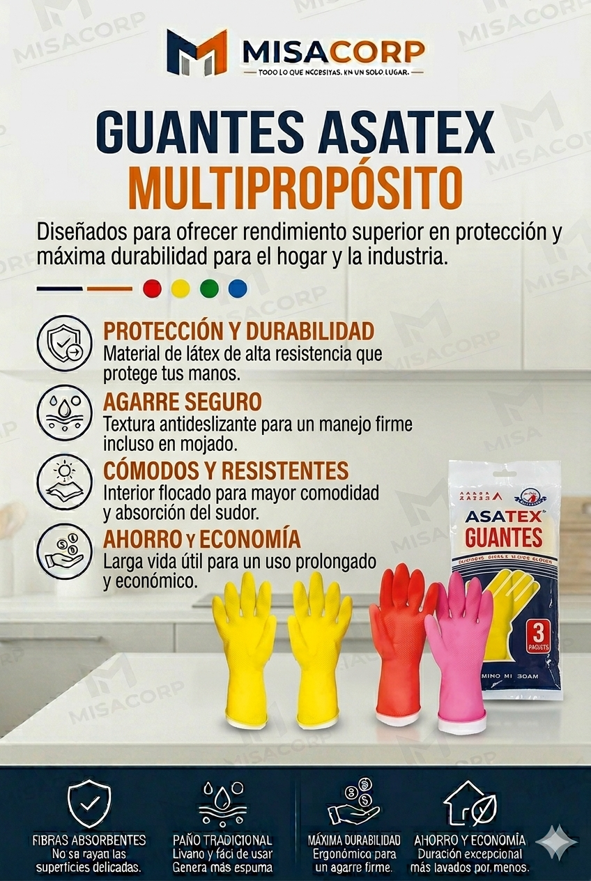 GUANTES LIMPIEZA ASATEX COLORES